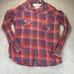 Ryan Michael Mens XXL Crimson Plaid Western Snap Flannel Shirt‎ X102RB Red Blue